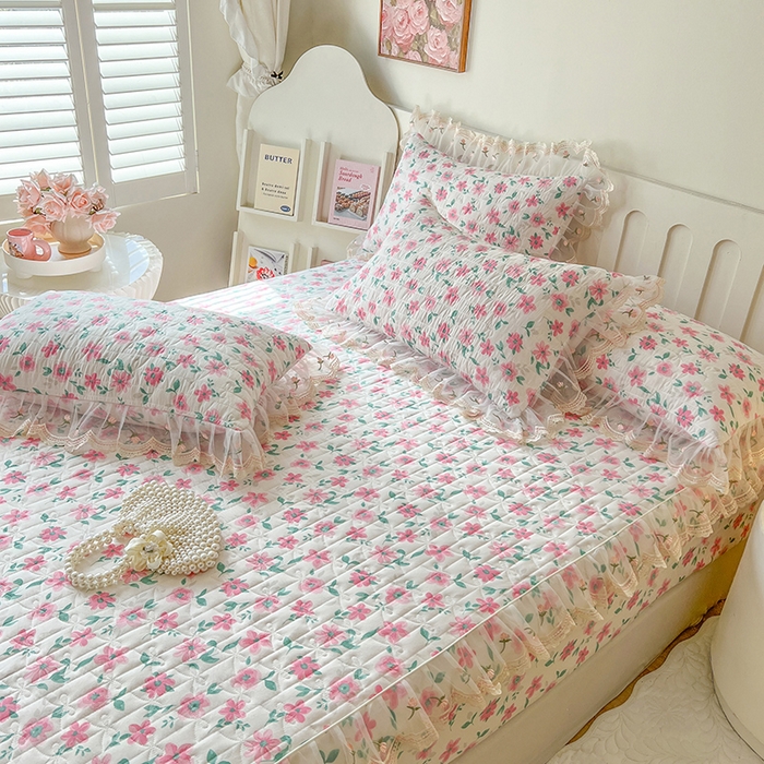 91家纺网 家纺一手货源 找家纺 网红馆（ck家纺） 2026新款水洗棉印花床笠三件套 露丝小姐