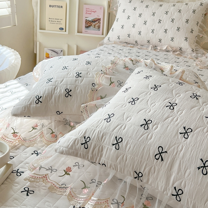 91家纺网 家纺一手货源 找家纺 网红馆（ck家纺） 2026新款水洗棉印花床笠三件套 蝴蝶结