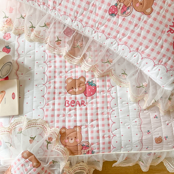 91家纺网 家纺一手货源 找家纺 网红馆（ck家纺） 2026新款水洗棉印花床笠三件套 花花熊