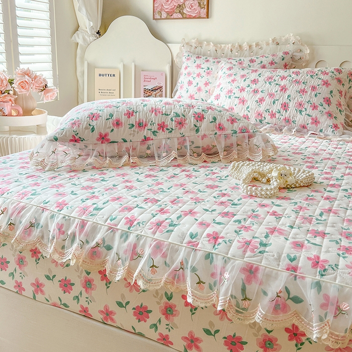 91家纺网 家纺一手货源 找家纺 网红馆（ck家纺） 2026新款水洗棉印花床笠三件套 露丝小姐