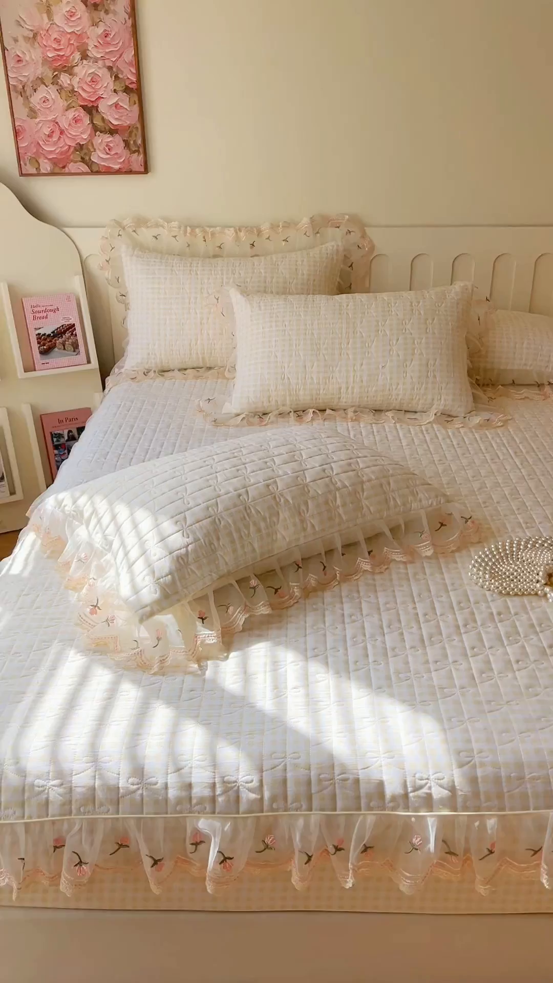 91家纺网 家纺一手货源 找家纺 网红馆（ck家纺） 2026新款水洗棉印花床笠三件套 奶油格格