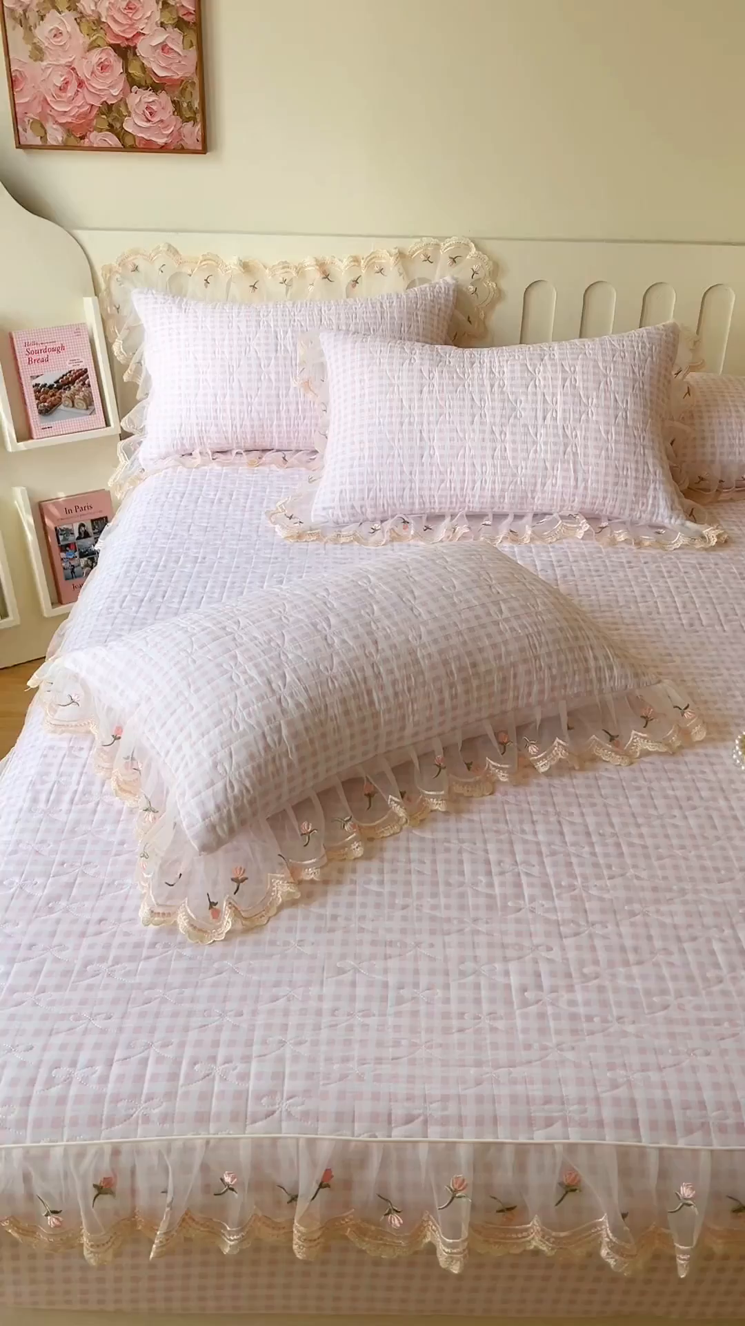 91家纺网 家纺一手货源 找家纺 网红馆（ck家纺） 2026新款水洗棉印花床笠三件套 粉格格