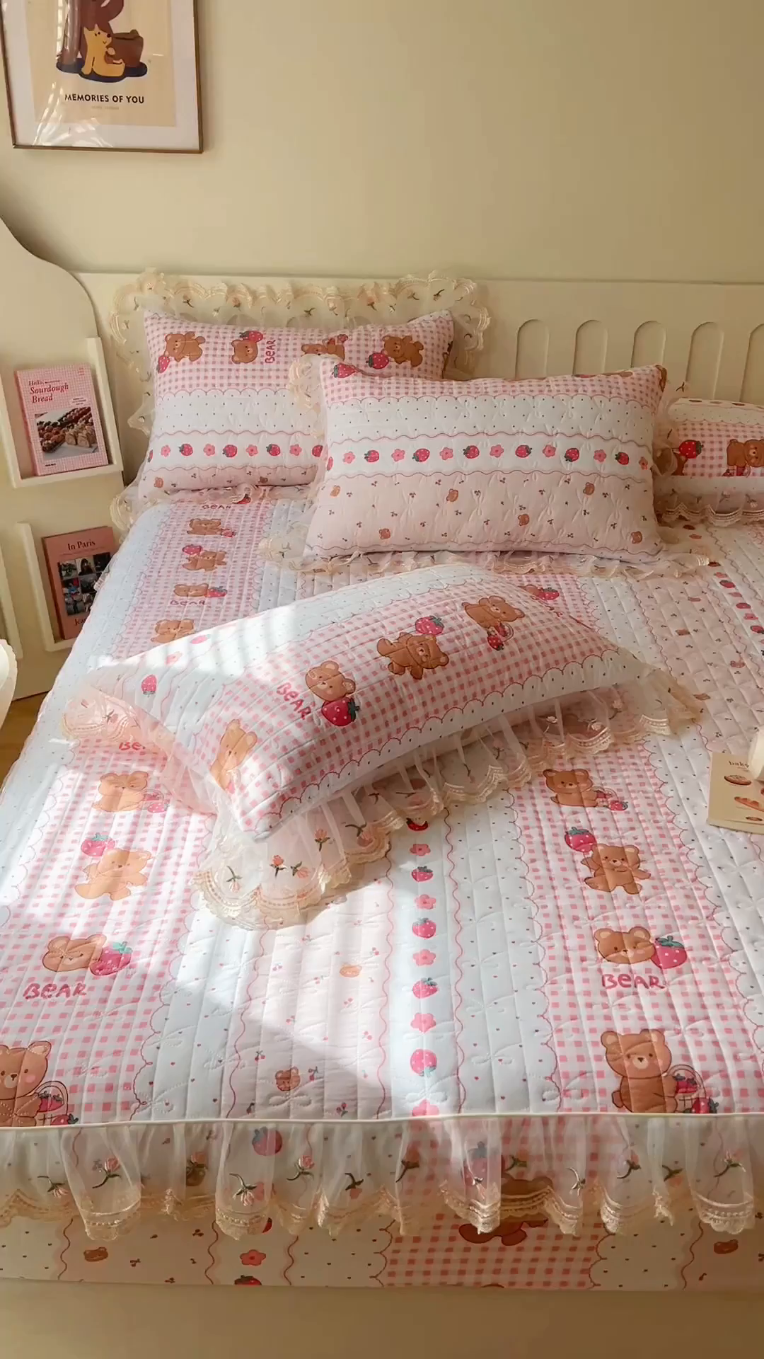 91家纺网 家纺一手货源 找家纺 网红馆（ck家纺） 2026新款水洗棉印花床笠三件套 花花熊