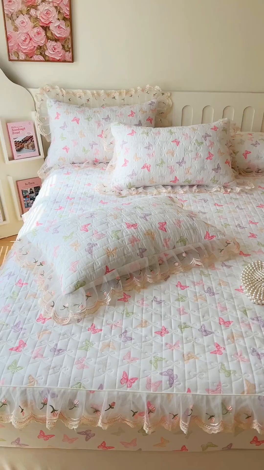 91家纺网 家纺一手货源 找家纺 网红馆（ck家纺） 2026新款水洗棉印花床笠三件套 蝶之舞