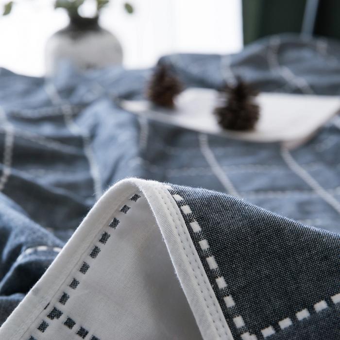 91家纺网 家纺一手货源 找家纺 朴尔家纺-毛巾被 2026春夏新款全尺寸经典六层纱布全棉纯棉毛巾被系列夏被夏凉被空调被 时尚虚线-藏青