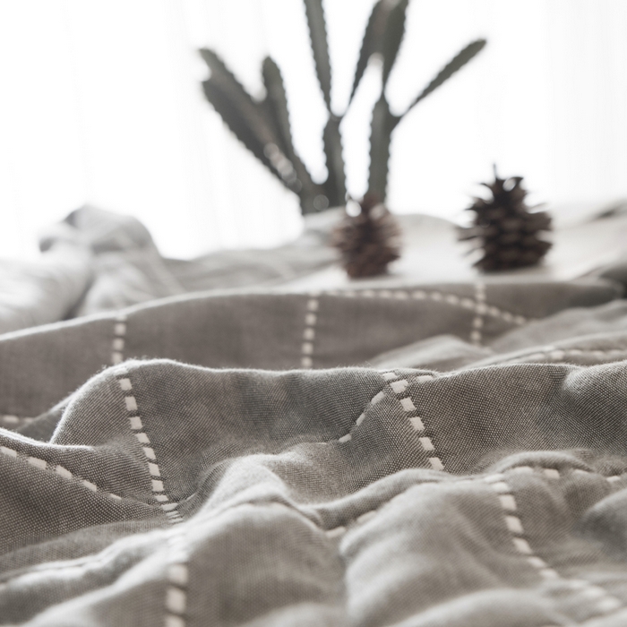 91家纺网 家纺一手货源 找家纺 朴尔家纺-毛巾被 2026春夏新款全尺寸经典六层纱布全棉纯棉毛巾被系列夏被夏凉被空调被 时尚虚线-灰色