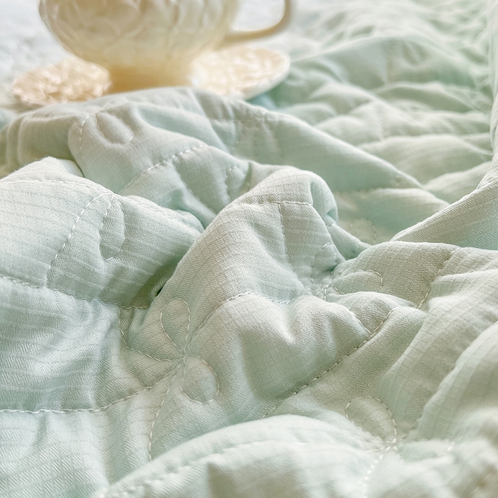 91家纺网 家纺一手货源 找家纺 网红馆（ck家纺） 2026新款喜芙棉蕾丝夹棉蜜芙蕾床笠 豆蔻绿