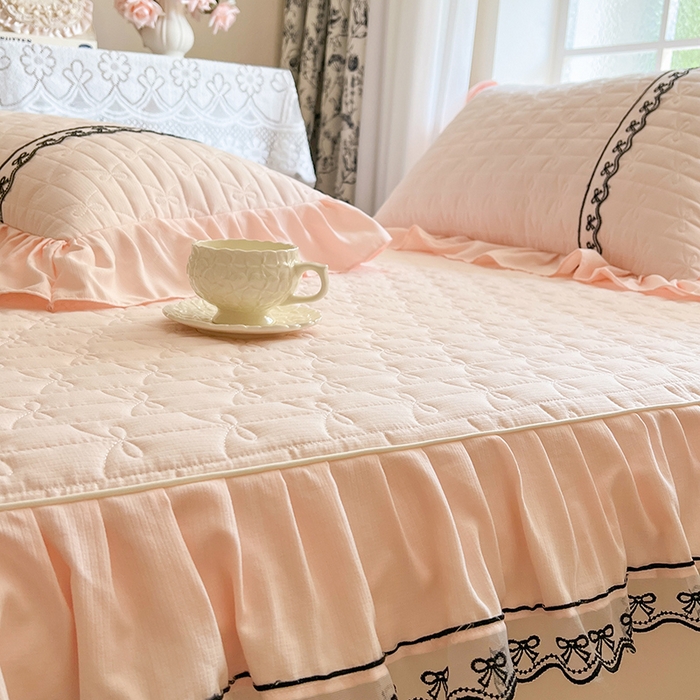 91家纺网 家纺一手货源 找家纺 网红馆（ck家纺） 2026新款喜芙棉蕾丝夹棉蜜芙蕾床笠 凝脂玉