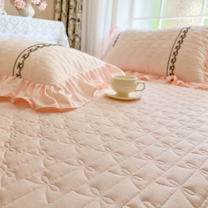 91家纺网 家纺一手货源 找家纺 网红馆（ck家纺） 2026新款喜芙棉蕾丝夹棉蜜芙蕾床笠 凝脂玉