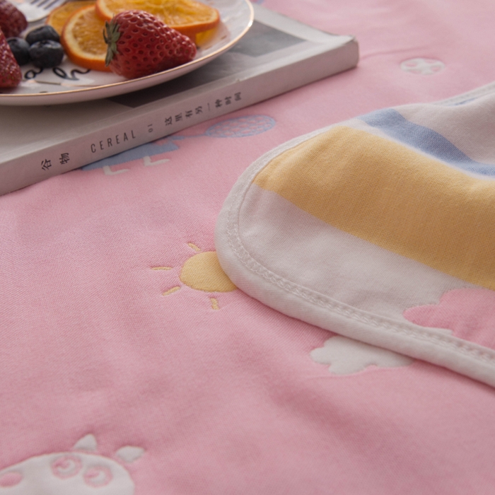 91家纺网 家纺一手货源 找家纺 朴尔家纺-毛巾被 2026春夏新款全尺寸经典六层纱布全棉纯棉毛巾被系列夏被夏凉被空调被 小猪琪琪-粉