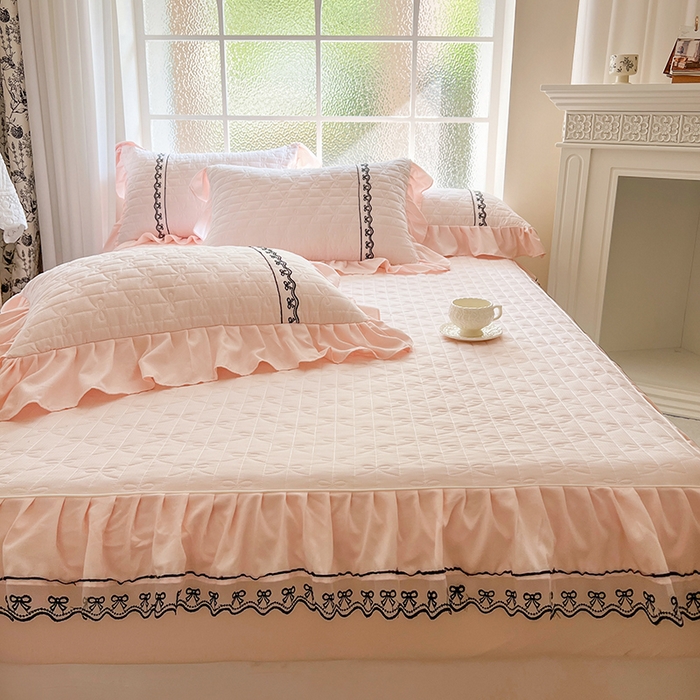 91家纺网 家纺一手货源 找家纺 网红馆（ck家纺） 2026新款喜芙棉蕾丝夹棉蜜芙蕾床笠 凝脂玉