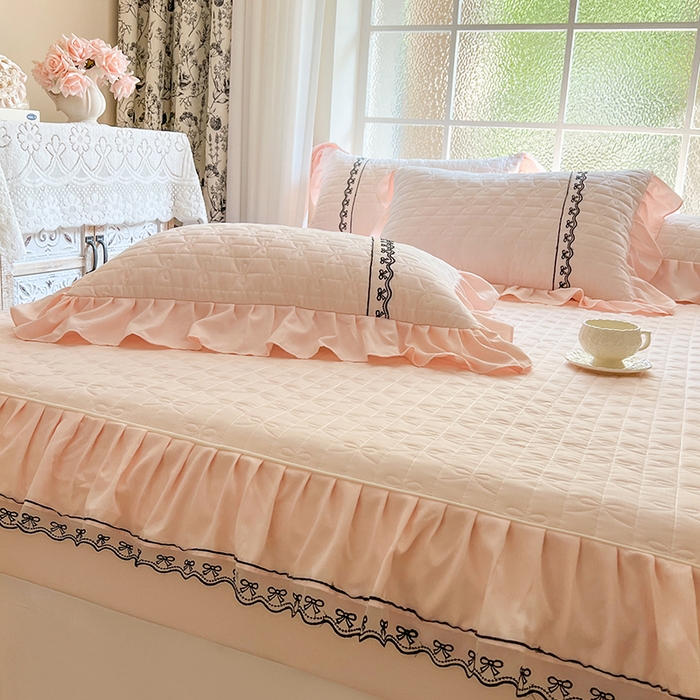 91家纺网 家纺一手货源 找家纺 网红馆（ck家纺） 2026新款喜芙棉蕾丝夹棉蜜芙蕾床笠 凝脂玉