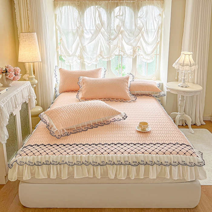 91家纺网 家纺一手货源 找家纺 （总）网红馆（ck家纺） 2026新款凉感丝床笠式床裙乳胶凉席三件套-露娜