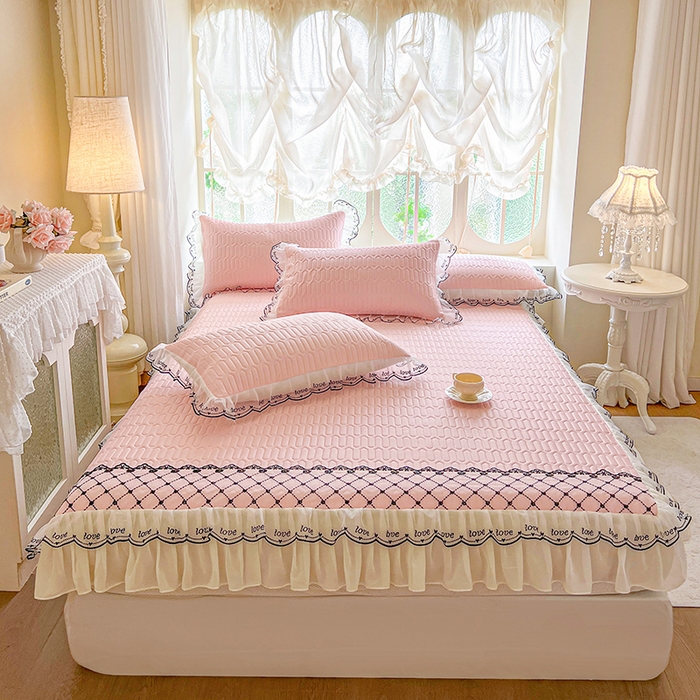 91家纺网 家纺一手货源 找家纺 （总）网红馆（ck家纺） 2026新款凉感丝床笠式床裙乳胶凉席三件套-露娜