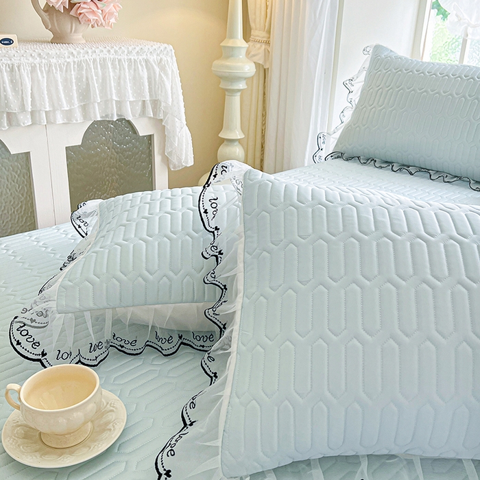 91家纺网 家纺一手货源 找家纺 网红馆（ck家纺） 2026新款凉感丝床笠式床裙乳胶凉席三件套-露娜 露娜-蓝