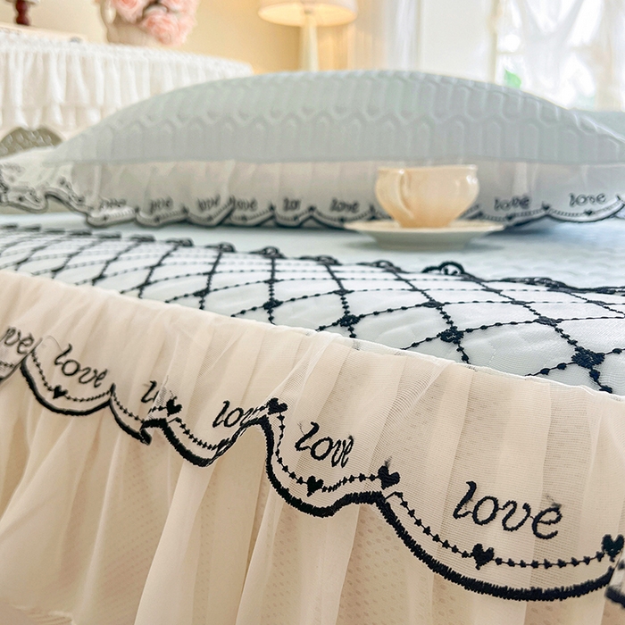 91家纺网 家纺一手货源 找家纺 网红馆（ck家纺） 2026新款凉感丝床笠式床裙乳胶凉席三件套-露娜 露娜-蓝