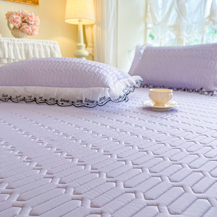 91家纺网 家纺一手货源 找家纺 网红馆（ck家纺） 2026新款凉感丝床笠式床裙乳胶凉席三件套-露娜 露娜-紫