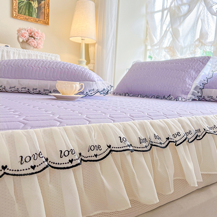 91家纺网 家纺一手货源 找家纺 网红馆（ck家纺） 2026新款凉感丝床笠式床裙乳胶凉席三件套-露娜 露娜-紫