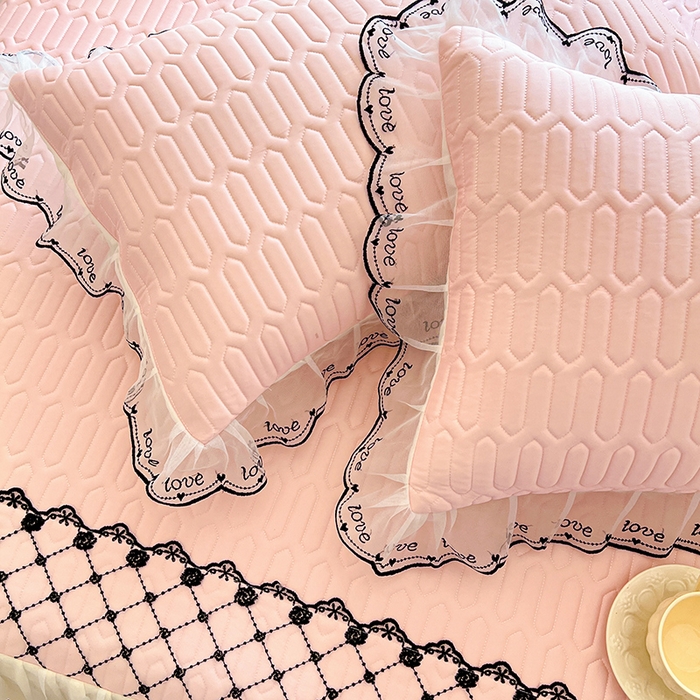 91家纺网 家纺一手货源 找家纺 网红馆（ck家纺） 2026新款凉感丝床笠式床裙乳胶凉席三件套-露娜 露娜-粉