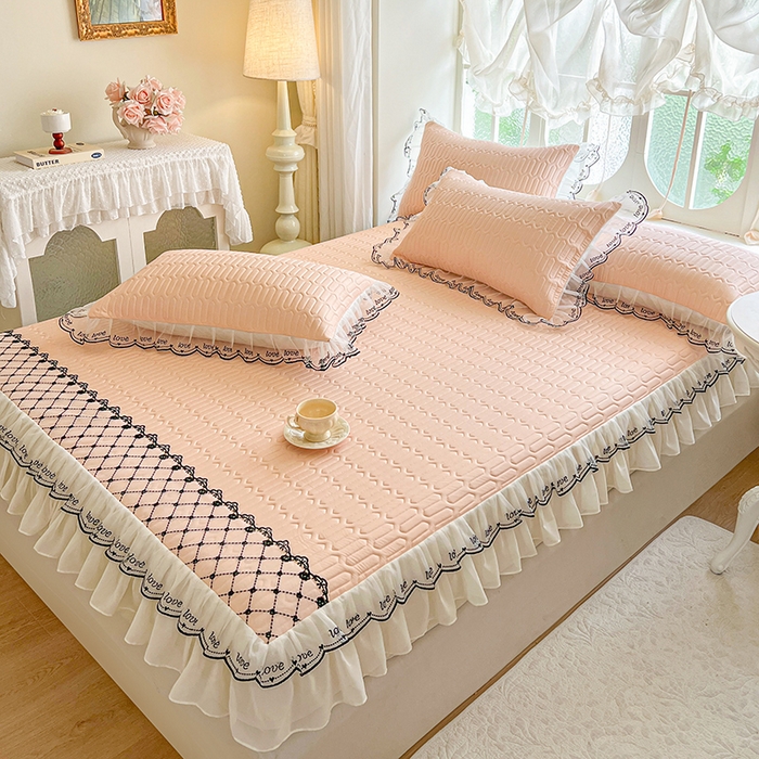 91家纺网 家纺一手货源 找家纺 网红馆（ck家纺） 2026新款凉感丝床笠式床裙乳胶凉席三件套-露娜 露娜-玉