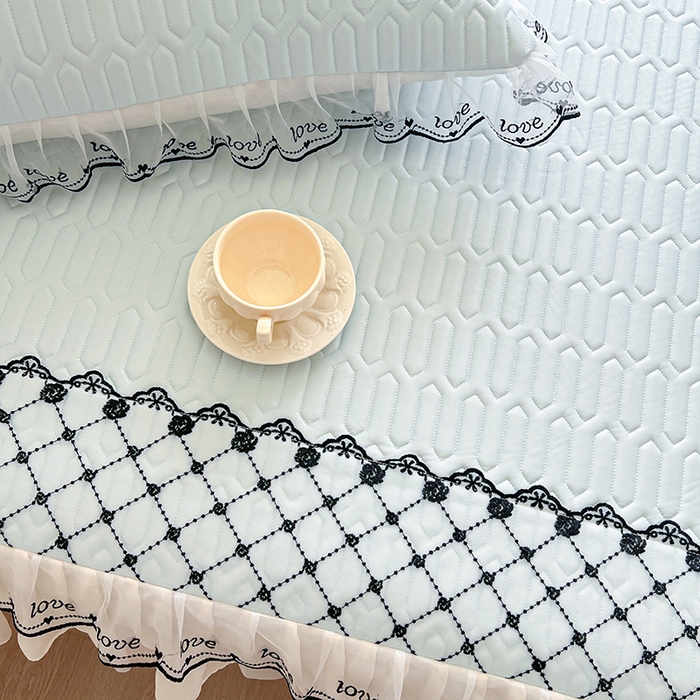 91家纺网 家纺一手货源 找家纺 网红馆（ck家纺） 2026新款凉感丝床笠式床裙乳胶凉席三件套-露娜 露娜-蓝