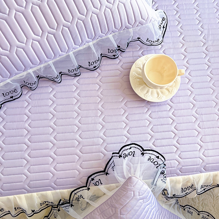 91家纺网 家纺一手货源 找家纺 网红馆（ck家纺） 2026新款凉感丝床笠式床裙乳胶凉席三件套-露娜 露娜-紫