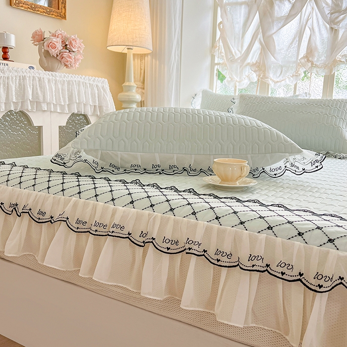 91家纺网 家纺一手货源 找家纺 网红馆（ck家纺） 2026新款凉感丝床笠式床裙乳胶凉席三件套-露娜 露娜-绿