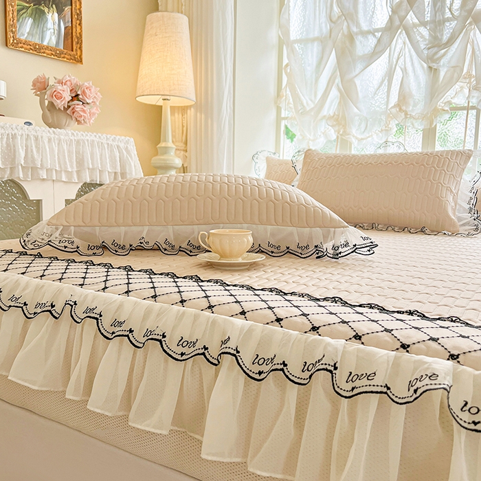 91家纺网 家纺一手货源 找家纺 网红馆（ck家纺） 2026新款凉感丝床笠式床裙乳胶凉席三件套-露娜 露娜-驼