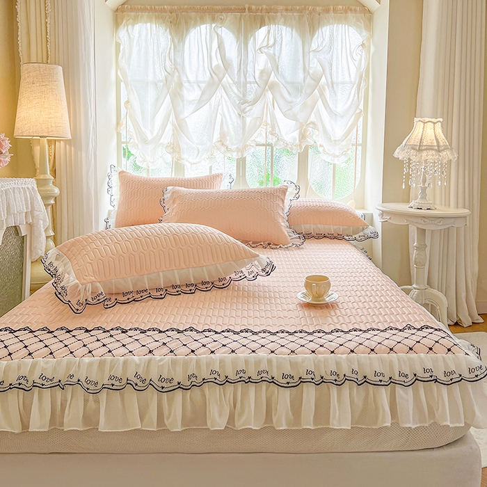 91家纺网 家纺一手货源 找家纺 网红馆（ck家纺） 2026新款凉感丝床笠式床裙乳胶凉席三件套-露娜 露娜-玉