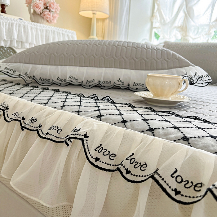 91家纺网 家纺一手货源 找家纺 网红馆（ck家纺） 2026新款凉感丝床笠式床裙乳胶凉席三件套-露娜 露娜-灰