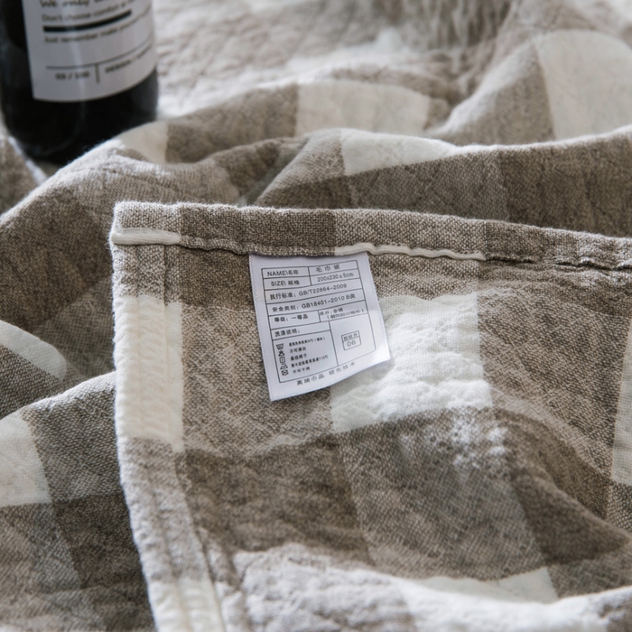 91家纺网 家纺一手货源 找家纺 朴尔家纺-毛巾被 2026春夏新款全棉纯棉水洗棉四层纱布毛巾被系列夏被夏凉被空调被 冷之巧格-咖