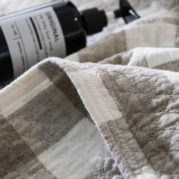 91家纺网 家纺一手货源 找家纺 朴尔家纺-毛巾被 2026春夏新款全棉纯棉水洗棉四层纱布毛巾被系列夏被夏凉被空调被 冷之巧格-咖