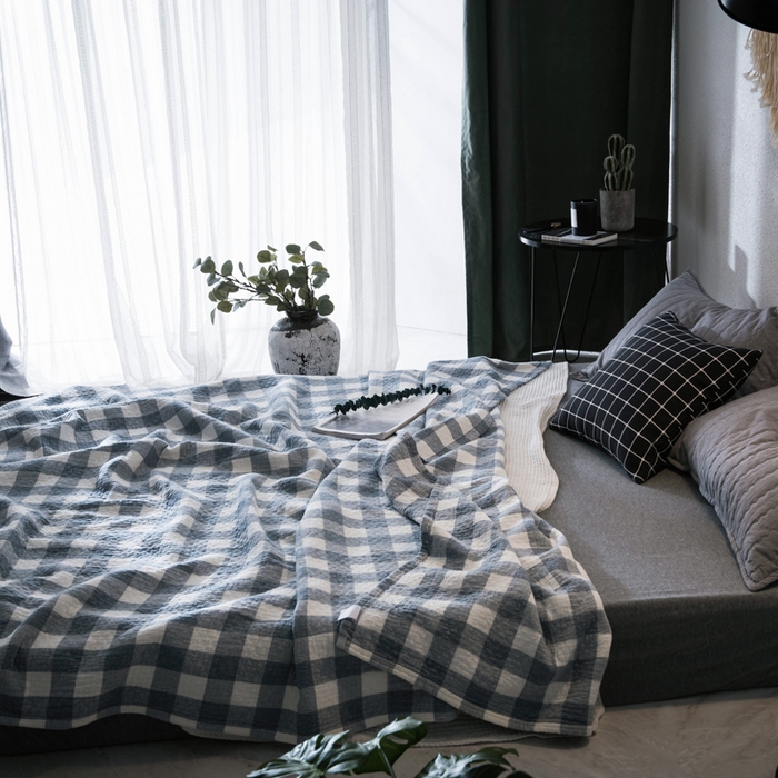 91家纺网 家纺一手货源 找家纺 朴尔家纺-毛巾被 2026春夏新款全棉纯棉水洗棉四层纱布毛巾被系列夏被夏凉被空调被 冷之巧格-兰