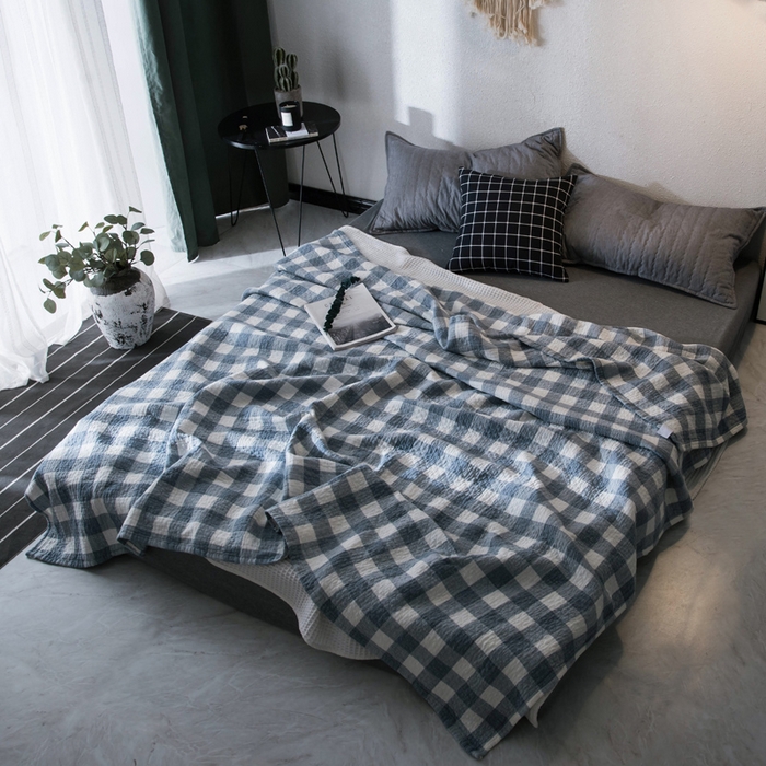 91家纺网 家纺一手货源 找家纺 朴尔家纺-毛巾被 2026春夏新款全棉纯棉水洗棉四层纱布毛巾被系列夏被夏凉被空调被 冷之巧格-兰