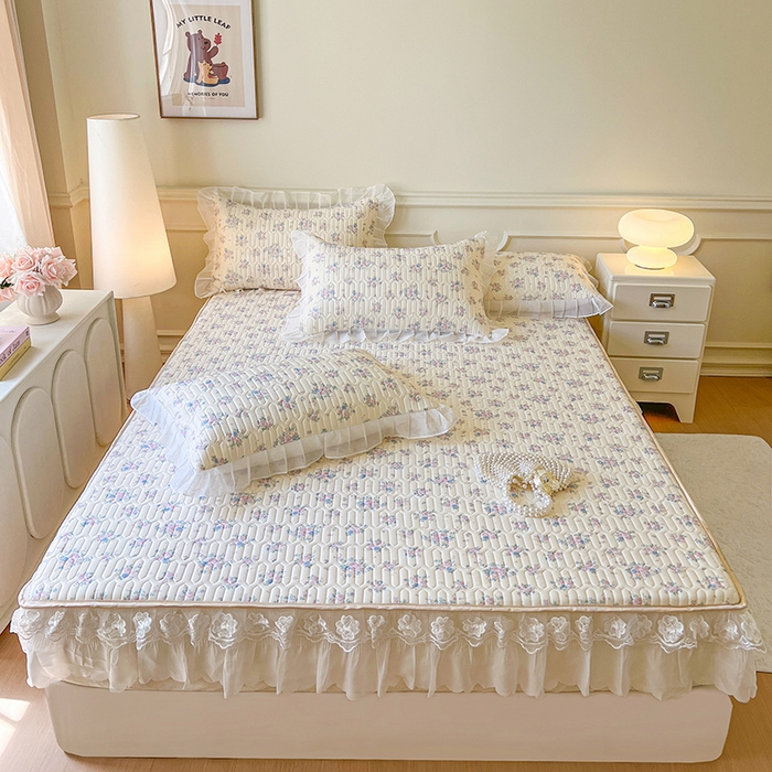 91家纺网 家纺一手货源 找家纺 （总）网红馆（ck家纺） 2026新款凉感丝床笠式床裙款乳胶乳印花凉席