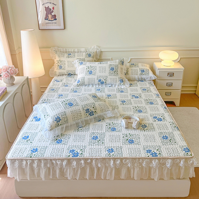 91家纺网 家纺一手货源 找家纺 （总）网红馆（ck家纺） 2026新款凉感丝床笠式床裙款乳胶乳印花凉席