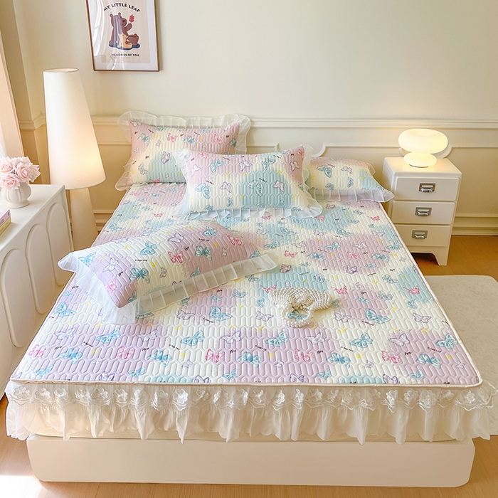 91家纺网 家纺一手货源 找家纺 （总）网红馆（ck家纺） 2026新款凉感丝床笠式床裙款乳胶乳印花凉席