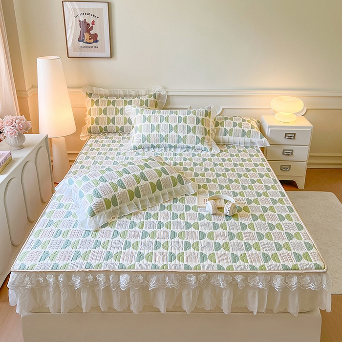 91家纺网 家纺一手货源 找家纺 （总）网红馆（ck家纺） 2026新款凉感丝床笠式床裙款乳胶乳印花凉席