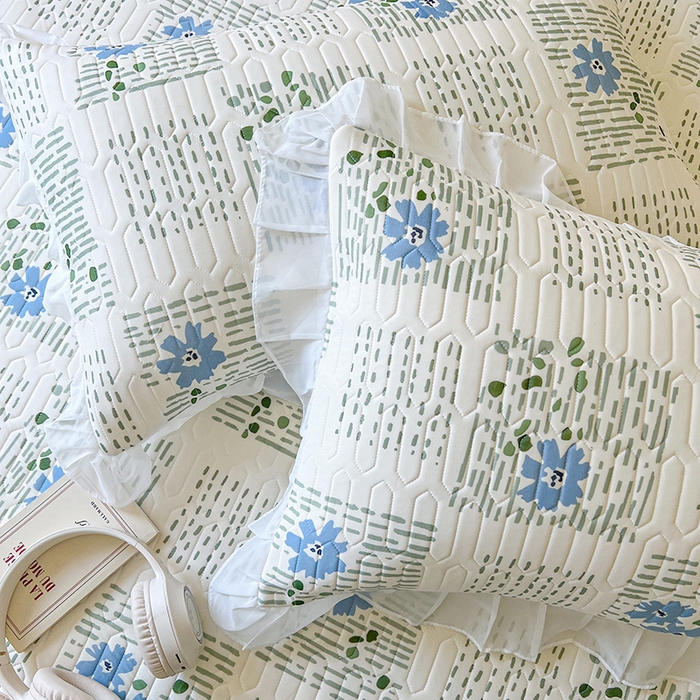 91家纺网 家纺一手货源 找家纺 网红馆（ck家纺） 2026新款凉感丝床笠式床裙款乳胶乳印花凉席 卉雅 兰