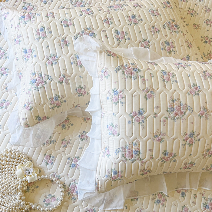 91家纺网 家纺一手货源 找家纺 网红馆（ck家纺） 2026新款凉感丝床笠式床裙款乳胶乳印花凉席 花田米