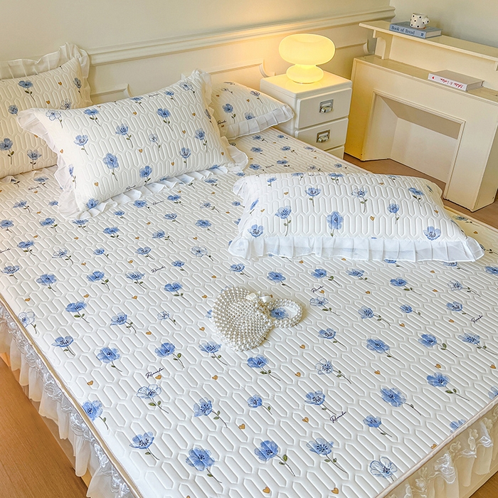 91家纺网 家纺一手货源 找家纺 网红馆（ck家纺） 2026新款凉感丝床笠式床裙款乳胶乳印花凉席 玉秀 兰