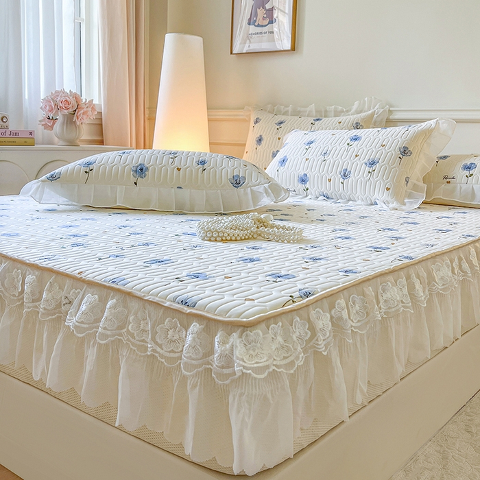 91家纺网 家纺一手货源 找家纺 网红馆（ck家纺） 2026新款凉感丝床笠式床裙款乳胶乳印花凉席 玉秀 兰