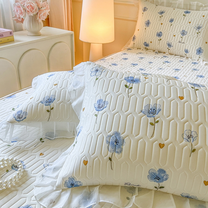 91家纺网 家纺一手货源 找家纺 网红馆（ck家纺） 2026新款凉感丝床笠式床裙款乳胶乳印花凉席 玉秀 兰