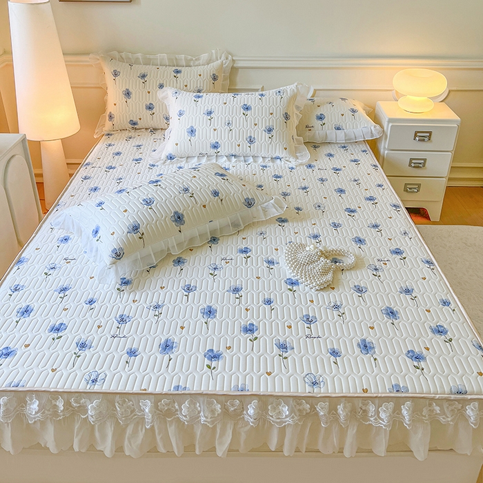 91家纺网 家纺一手货源 找家纺 网红馆（ck家纺） 2026新款凉感丝床笠式床裙款乳胶乳印花凉席 玉秀 兰