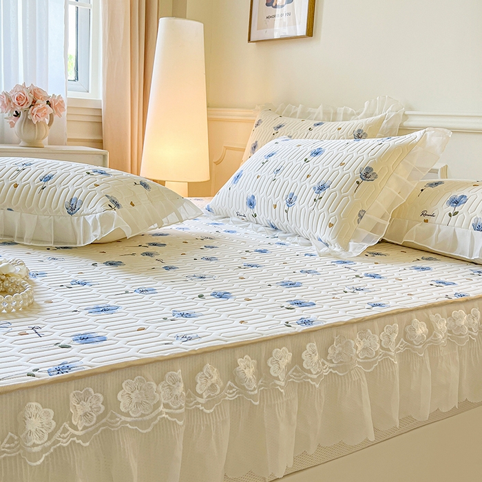 91家纺网 家纺一手货源 找家纺 网红馆（ck家纺） 2026新款凉感丝床笠式床裙款乳胶乳印花凉席 玉秀 兰