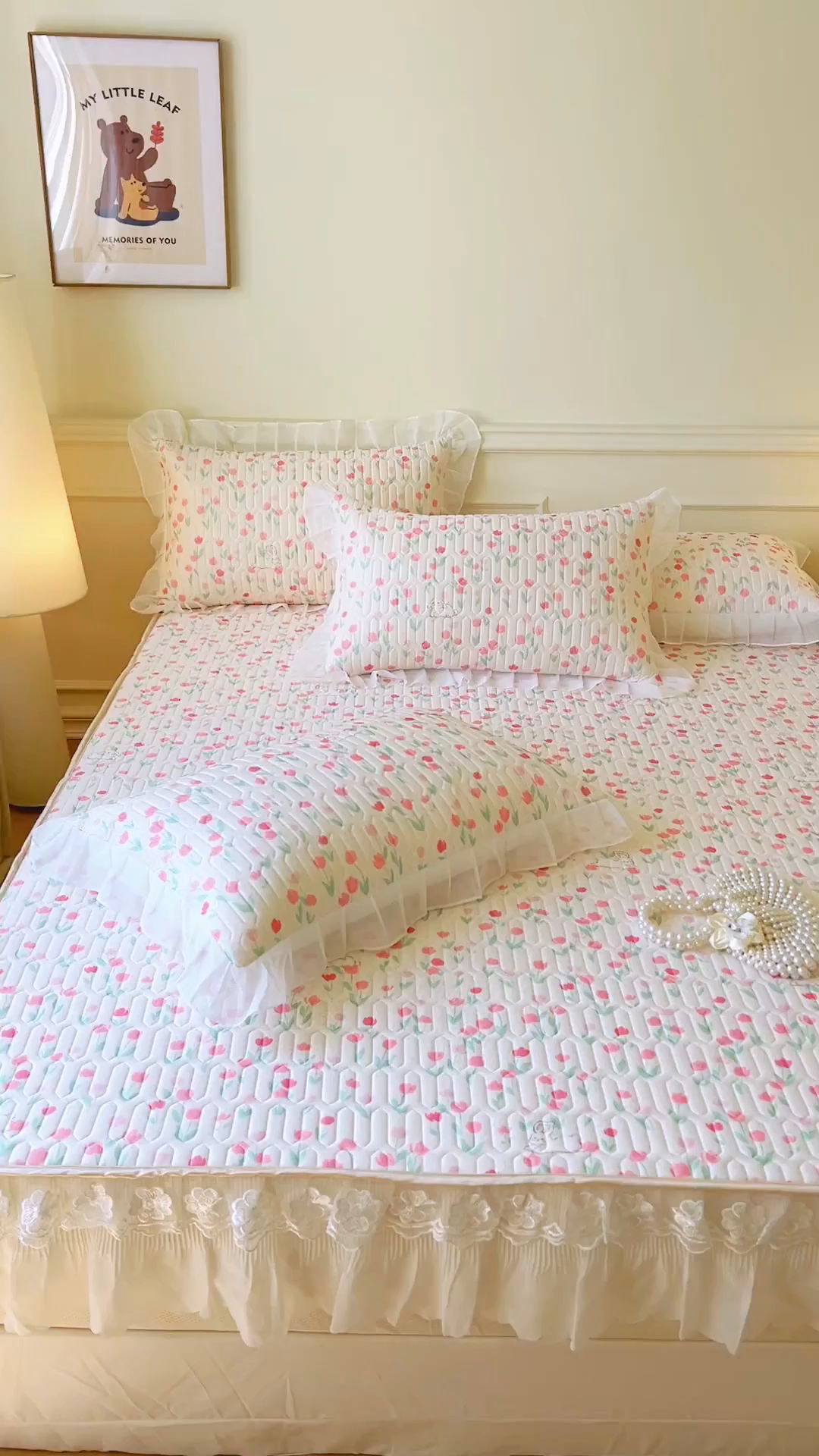 91家纺网 家纺一手货源 找家纺 网红馆（ck家纺） 2026新款凉感丝床笠式床裙款乳胶乳印花凉席 郁兔  粉