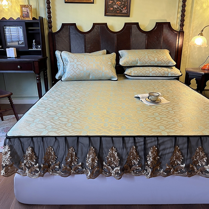 91家纺网 家纺一手货源 找家纺 网红馆（ck家纺） 2026新款床笠款冰藤席夏日记忆系列 艾绿