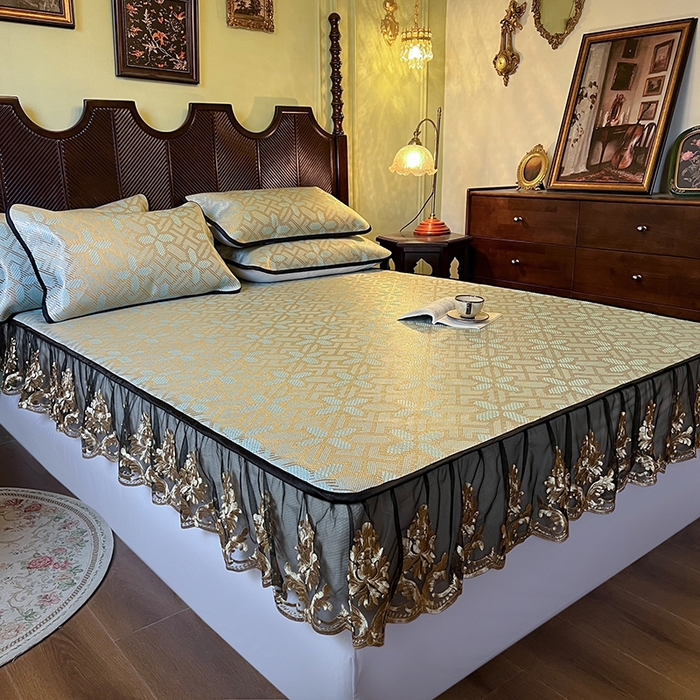 91家纺网 家纺一手货源 找家纺 网红馆（ck家纺） 2026新款床笠款冰藤席夏日记忆系列 艾绿