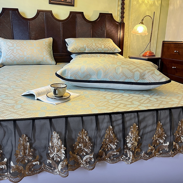 91家纺网 家纺一手货源 找家纺 网红馆（ck家纺） 2026新款床笠款冰藤席夏日记忆系列 艾绿