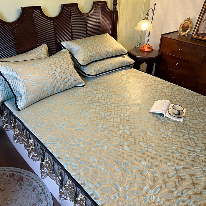 91家纺网 家纺一手货源 找家纺 网红馆（ck家纺） 2026新款床笠款冰藤席夏日记忆系列 艾绿